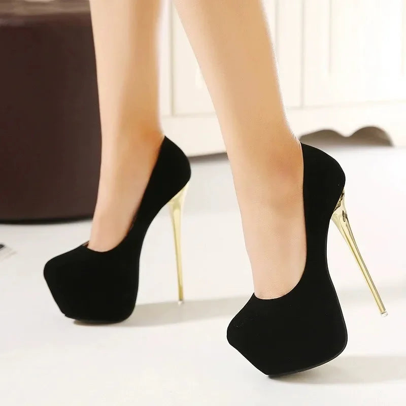 2025Women High Heels Pumps Fashion Flock Womens Sandals Platform Wedding Pumps Casual Thin Heels Womens Shoes Heels