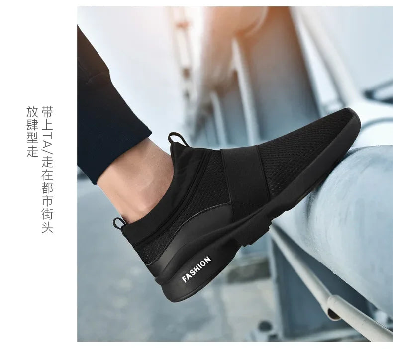 2024 Men Casual Shoes Sneakers Fashion Loafers Comfortable Mesh Mens Shoes Footwear Lightweight Walking Shoes White Size 46