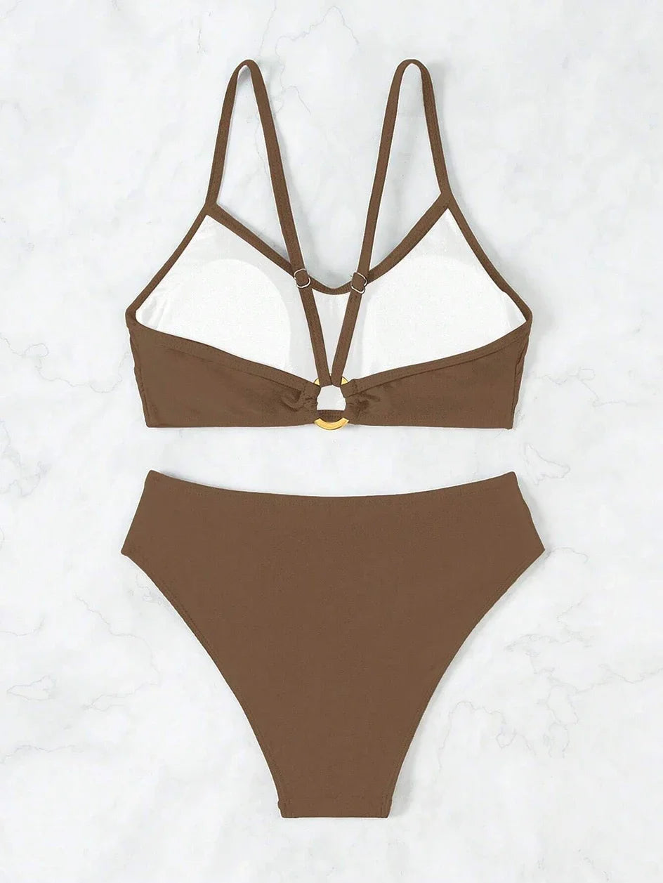 Sexy Woman Swimsuits 2025 Summer Swimwear Women's Bikinis for Female Two Pieces Beach Wear Solid Color Bikinis Set Bathing Suit