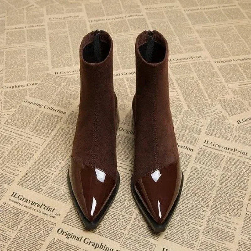 Autumn Winter Fleeces Women Sock Ankle Boots Fashion Square Heel Ladies Elegant Keep Warm Short Booties Women's Footwear