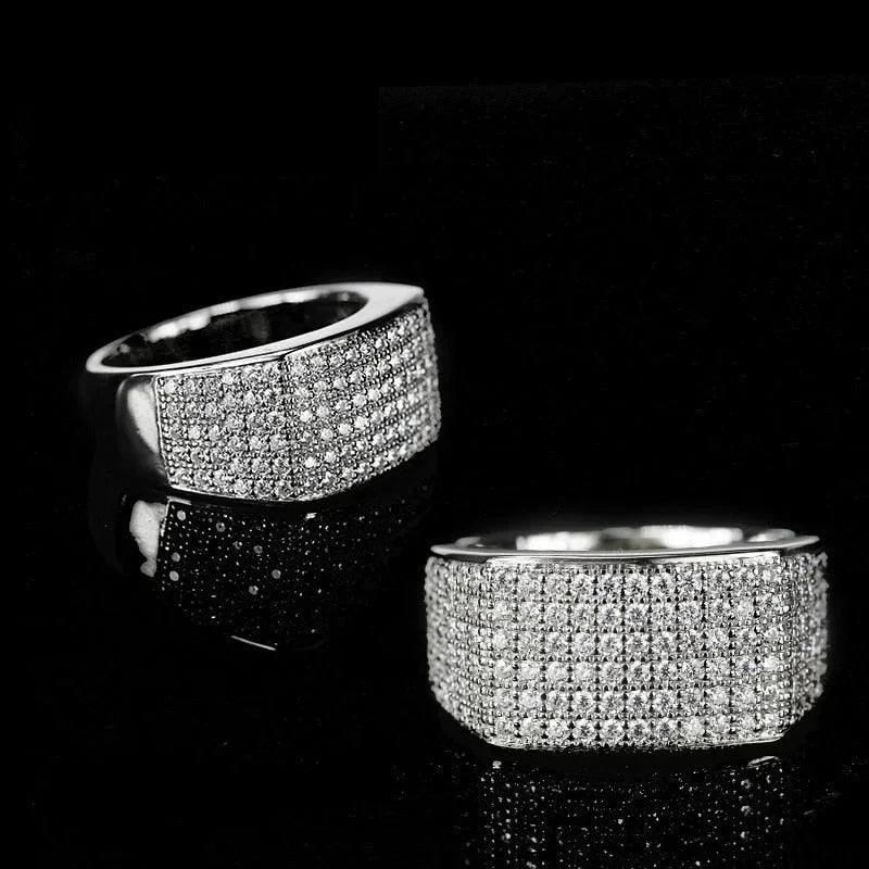 2026 Full Bling Iced Out Rings for Women Luxury Silver Color Crystal Finger  Wedding Engagement Bands Hot Trendy Jewelry