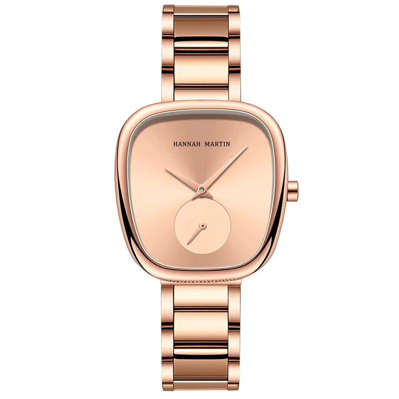 2025 New Women's Quartz Wristwatch 34mm Wine Barrel Rose Gold Black Stopwatch Fashionable Minimalist Style Oval Women's Watches